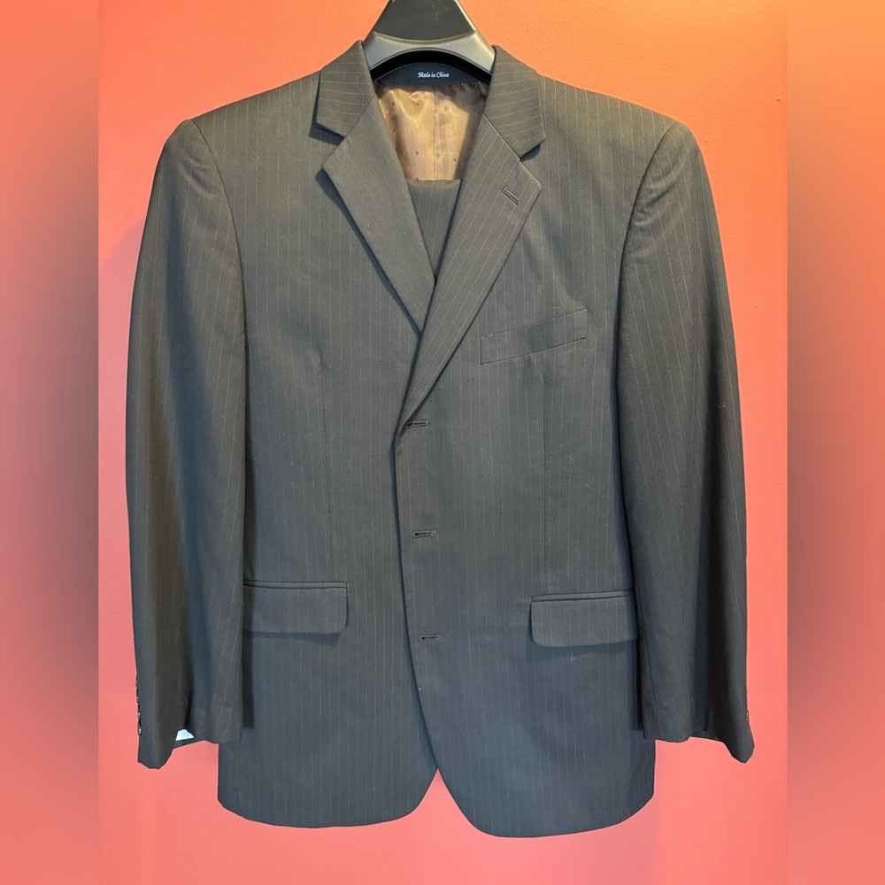 Van-Heusen Dark Brown Pinstripe Suit with Pants